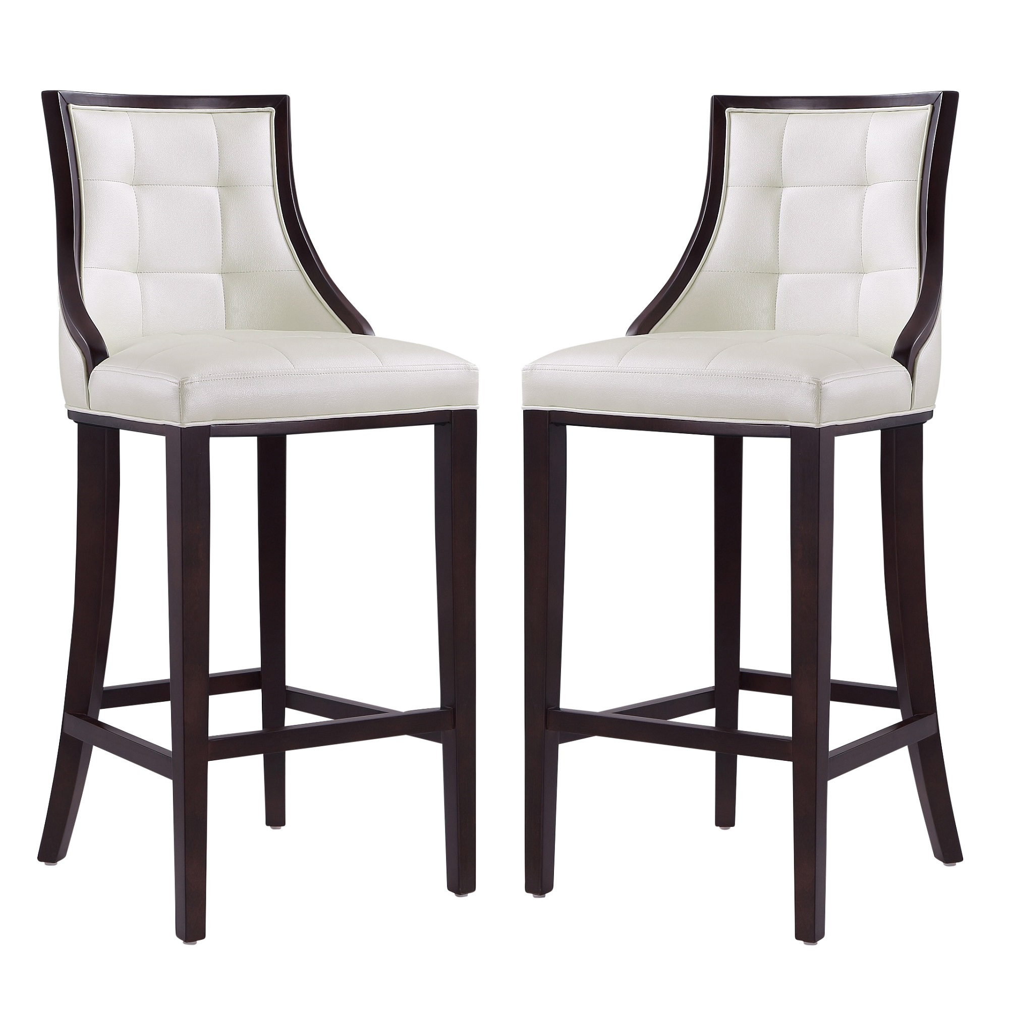 Manhattan Comfort, Fifth Ave 45in. Pearl Beech Wood Stool Set of 2 Primary Color White, Included (qty.) 2 Model# 2-BS007